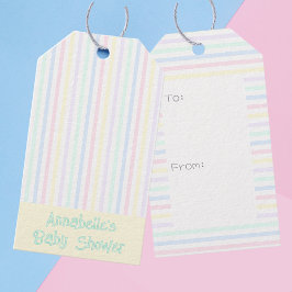 Etiquetas Para Regalos Baby Shower Rainbow Candy Stripes