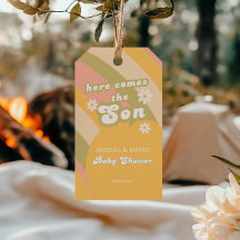 Baby Shower Retro Pastel Striped Groovy Son