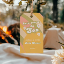 Etiquetas Para Regalos Baby Shower Retro Pastel Striped Groovy Son