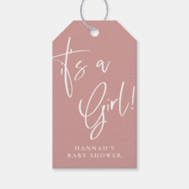 Etiquetas Para Regalos Baby Shower rosa y Rosa, es un chica