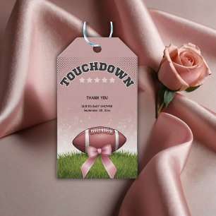 Etiquetas Para Regalos Baby Shower táctil de cinta rosada para el fútbol