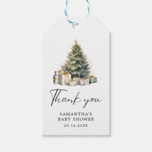 Etiquetas Para Regalos Baby Shower Watercolor Christmas Tree Winter