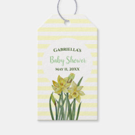 Etiquetas Para Regalos Baby Shower Watercolor Daffodils Rayas Blancas