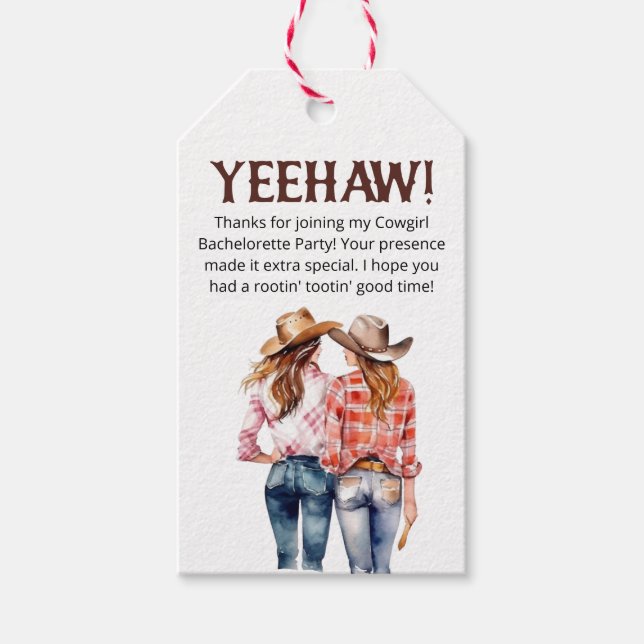 Etiquetas Para Regalos Bachelorette Cowgirl (Anverso)