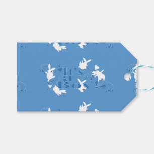 Etiquetas Para Regalos ¡Bailar conejitos es un chico! Baby Shower azul