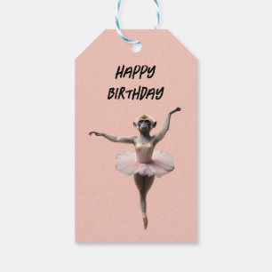 Etiquetas Para Regalos Bailarín de ballet de mono gibón en un tutú,