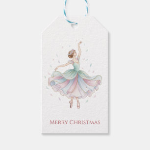 Etiquetas Para Regalos Bailarina de ballet Cascanueces con tutú verde y r