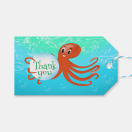 Etiquetas Para Regalos Bajo el Día del Octopus Marítimo