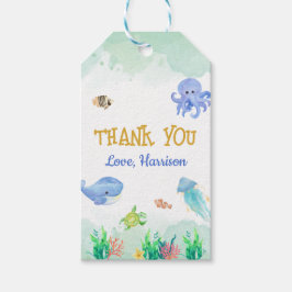 Etiquetas Para Regalos Bajo la fiesta de cumpleaños Sea Ocean