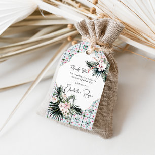 Etiquetas Para Regalos Baldosas florales Boda tropical marroquí Gracias