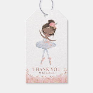 Etiquetas Para Regalos Ballerina Chica negra vestida de blanco Cumpleaños