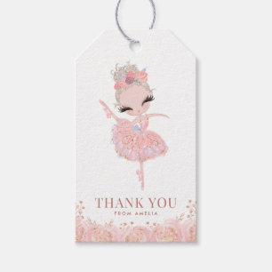 Etiquetas Para Regalos Ballerina Chica rubia con vestido rosa Cumpleaños