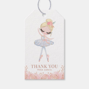 Etiquetas Para Regalos Ballerina Chica rubia vestida de blanco Cumpleaños
