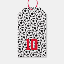 Etiquetas Para Regalos Balones de Fútbol Blanco Negro Número Personalizad