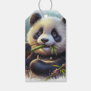 Etiquetas Para Regalos Bambú de oso panda adorable