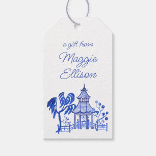 Etiquetas Para Regalos Bandas de regalo Chinoiserie Watercolor Blue Pagod