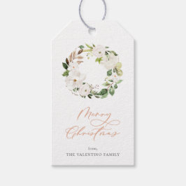 Etiquetas Para Regalos Bandas de regalo de Navidad Wreath Floral White Wr