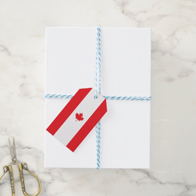 Etiquetas Para Regalos Bandera de Canadá (Con cuerda)