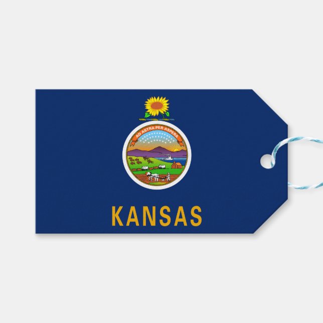 Etiquetas Para Regalos Bandera de Kansas (Frente (Horizontal))