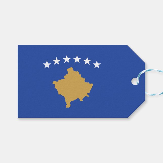 Etiquetas Para Regalos Bandera de Kosovo (Frente (Horizontal))