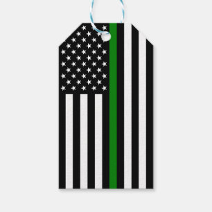 Etiquetas Para Regalos Bandera de la delgada línea verde: Veteranos milit