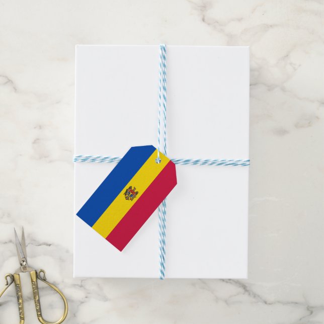 Etiquetas Para Regalos Bandera de Moldavia (Con cuerda)