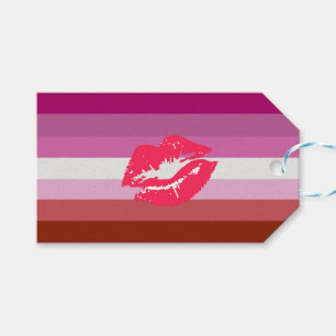 Etiquetas Para Regalos Bandera de Orgullo Lesbiana con Lápiz Labial