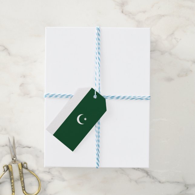 Etiquetas Para Regalos Bandera de Pakistán (Con cuerda)
