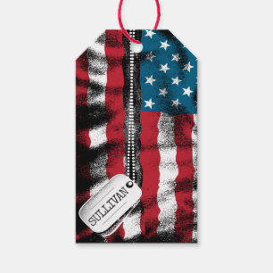 Etiquetas Para Regalos Bandera de perro de soldado militar personalizado