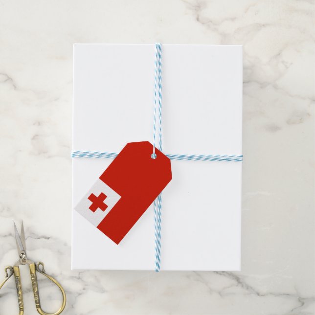 Etiquetas Para Regalos Bandera de Tonga (Con cuerda)
