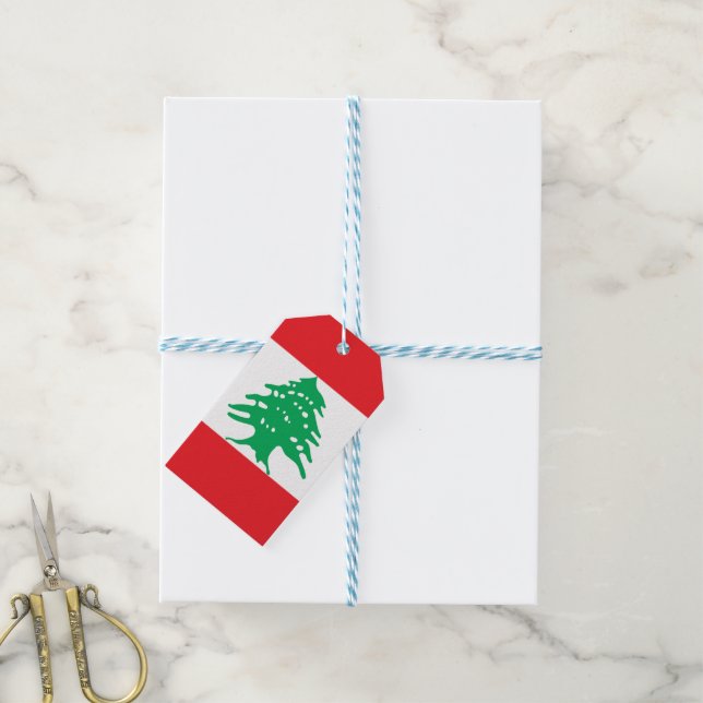 Etiquetas Para Regalos Bandera del Líbano (Con cuerda)