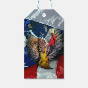 Etiquetas Para Regalos Bandera estadounidense del lobo del águila cald