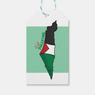 Etiquetas Para Regalos Bandera palestina dentro de su mapa, Visita Palest