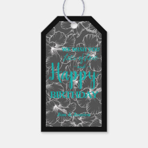 Etiquetas Para Regalos Banderas de Hibiscus Sketch Black Gift Tags