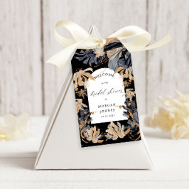 Etiquetas Para Regalos Baño Nupcial Floral Exclusivo en Oro y Negro