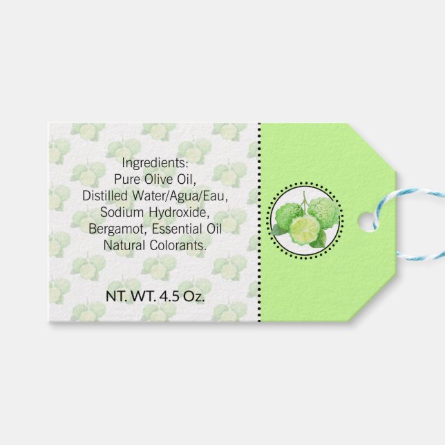 Etiquetas Para Regalos Baño y cuerpo caseros de Bergamot (Frente (Horizontal))