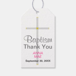 Etiquetas Para Regalos Baptismo Gracias A Silver Cross Pink Name