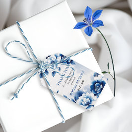 Etiquetas Para Regalos Baptismo infantil Chinoiserie floral azul Gracias