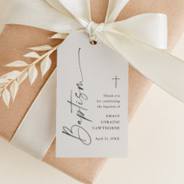 Etiquetas Para Regalos Baptismo neutral de escritura moderna Gracias a ti