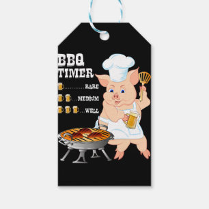 Etiquetas Para Regalos Barbacoa BBQ Timer Pig Grill Barbecue Beer Lover