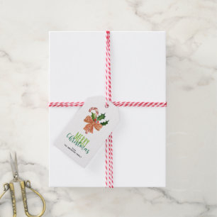 Etiquetas Para Regalos Bastón de caramelo de la acuarela de las Felices