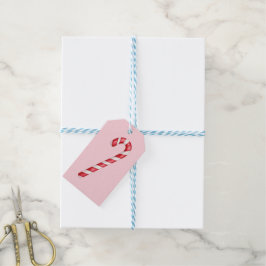 Etiquetas Para Regalos Bastón de caramelo rojo blanco rayas sobre acuarel