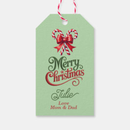 Etiquetas Para Regalos Bastones de Caramelo con Lazo Rojo Feliz Navidad