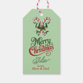 Etiquetas Para Regalos Bastones de Caramelo con Lazo Rojo Feliz Navidad