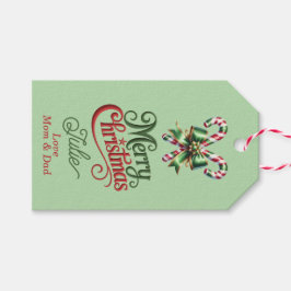 Etiquetas Para Regalos Bastones de Caramelo con Lazo Rojo Feliz Navidad