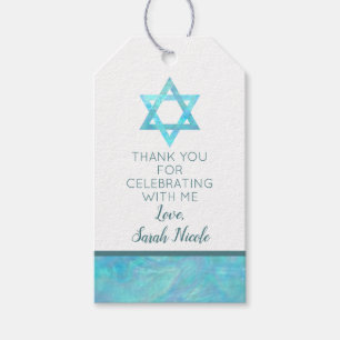 Etiquetas Para Regalos Bat Mitzvah Blue Opal Magen David Gracias