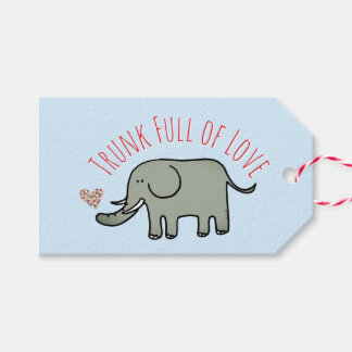 Etiquetas Para Regalos Baúl Lleno de Amor Elefante Doodle Adorable