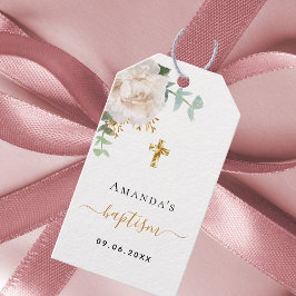 Etiquetas Para Regalos Bautismo eucalipto vegetación floral blanca