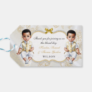 Etiquetas Para Regalos Bautizo Comunión Niños Gemelos Oro Blanco