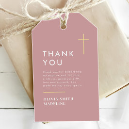 Etiquetas Para Regalos Bautizo Cruz Dorada Minimalista Moderna